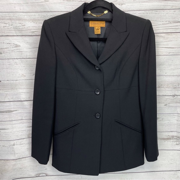 🍁 Classiques Entier Petites Lined Blazer Wool Blend Jacket Coat sz 4P - Picture 1 of 6